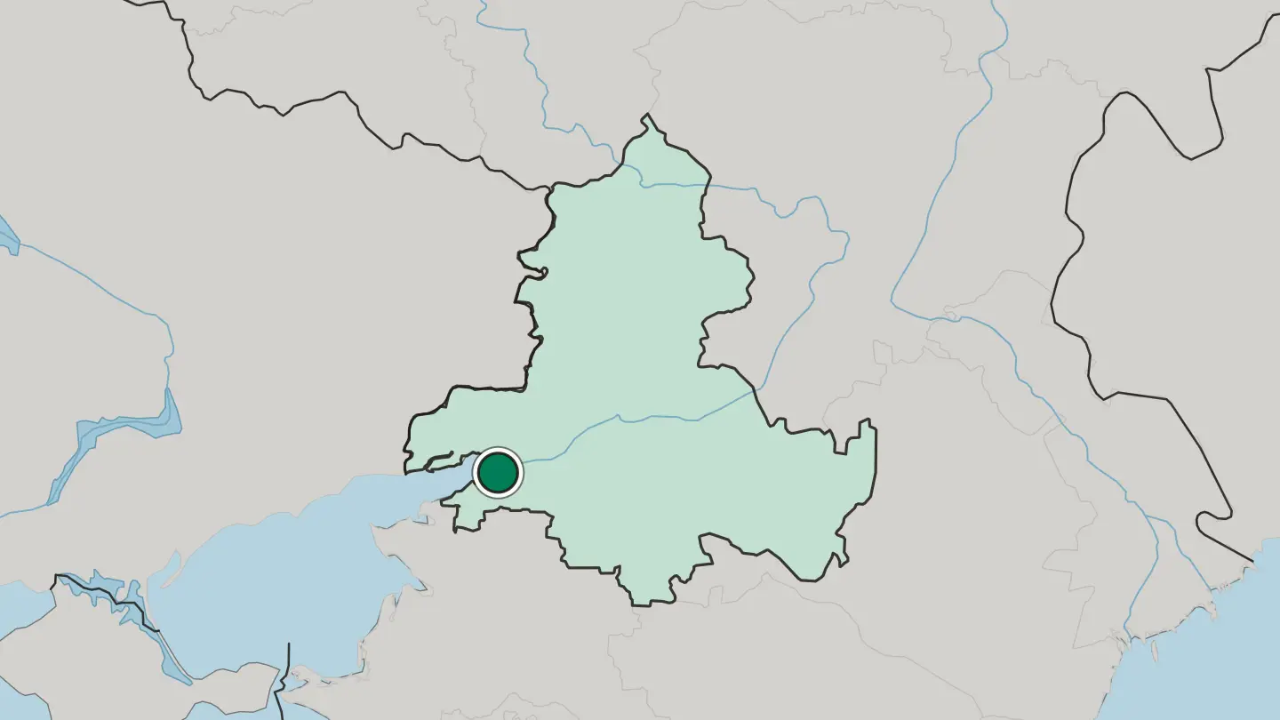 Map of Azov in Russia