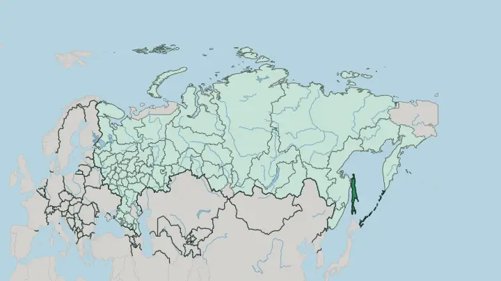 Map of Sakhalin Oblast in Russia