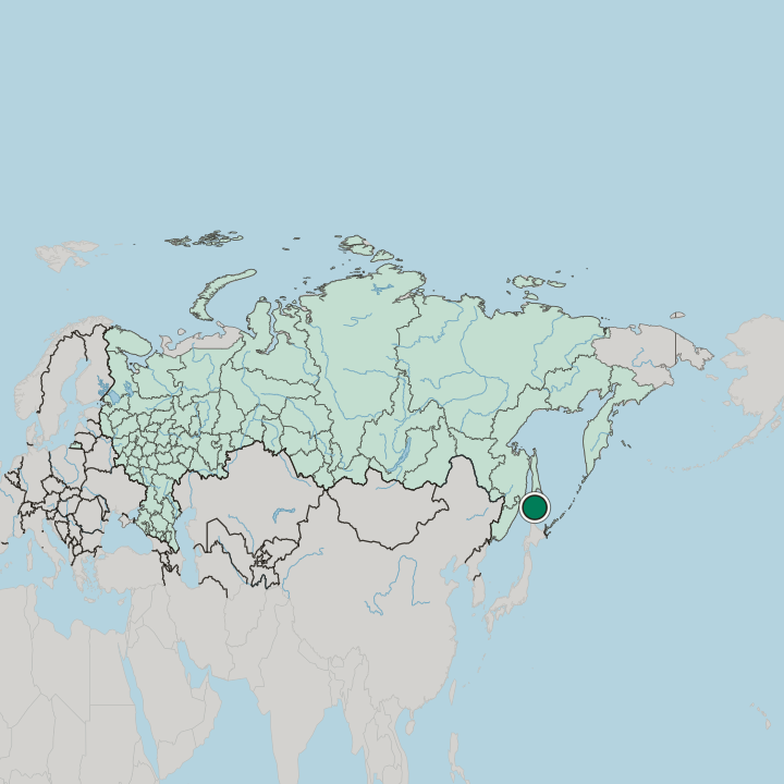 Map showing Yuzhno-Sakhalinsk — In Russia