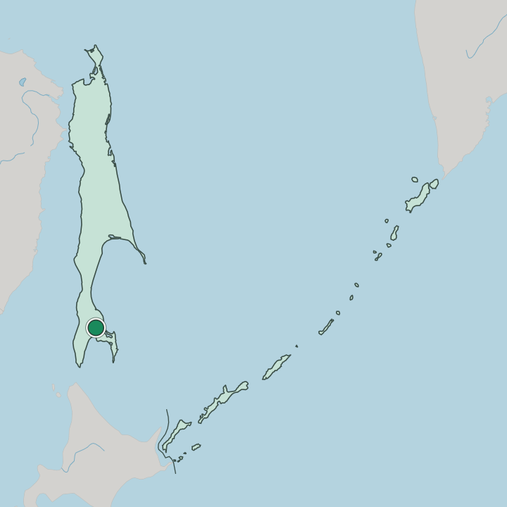 Map showing Yuzhno-Sakhalinsk — In Sakhalin Oblast