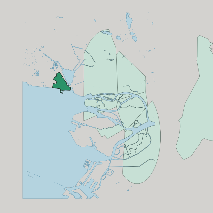 Map showing Lakhtinskiy — In Saint Petersburg