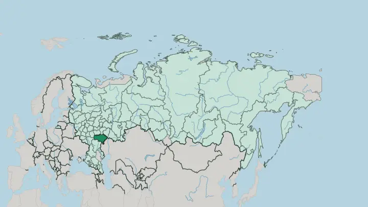 Map of Saratovskaya Oblast in Russia