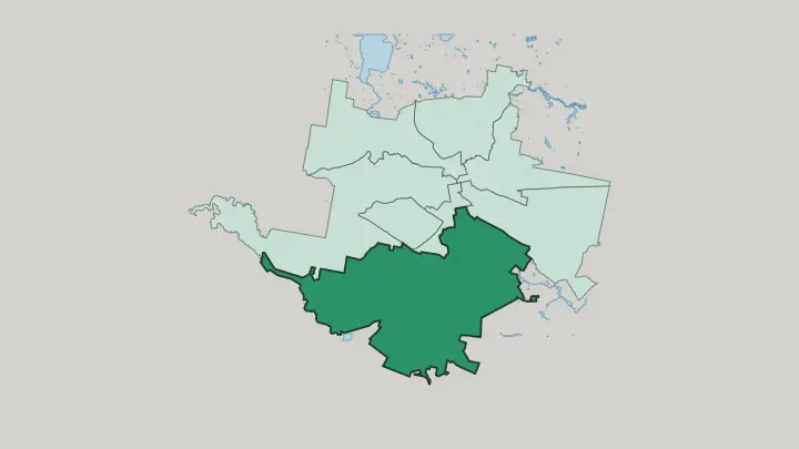Map of Chkalovski district in Yekaterinburg