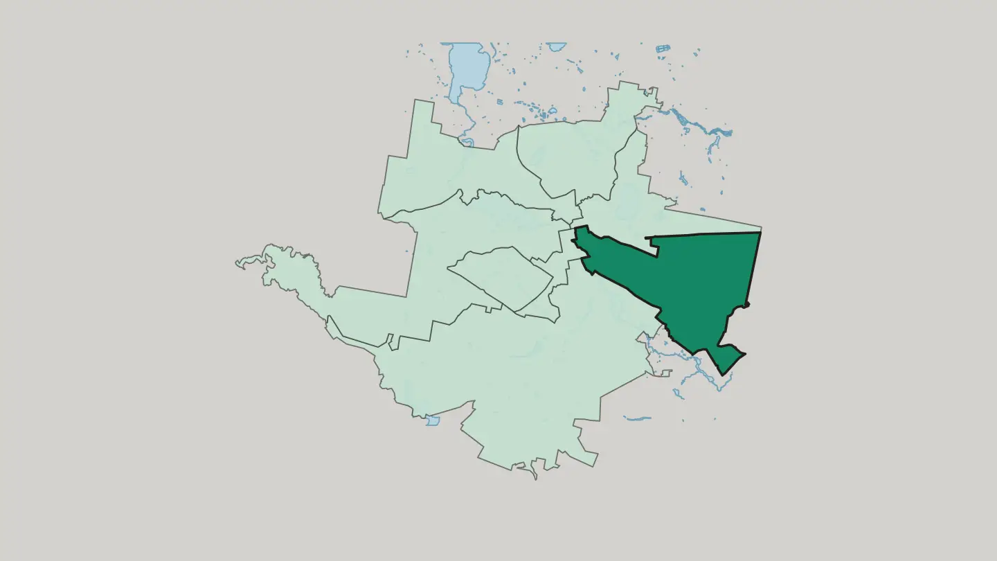 Map of Oktyabrski district in Yekaterinburg
