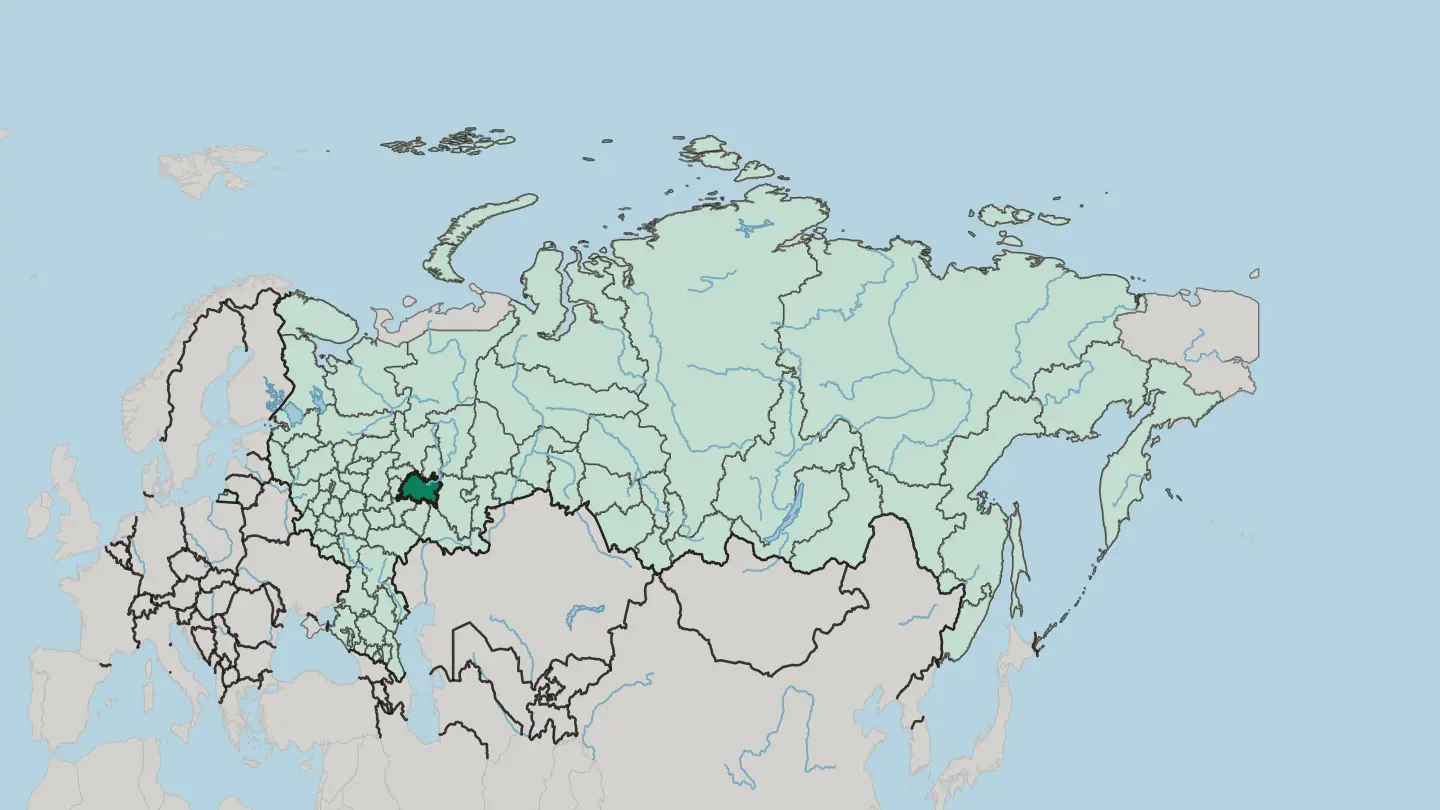 Map of Tatarstan in Russia