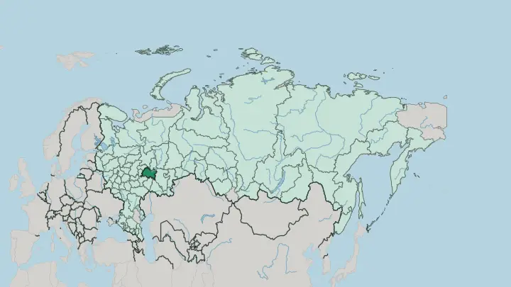 Map of Tatarstan in Russia