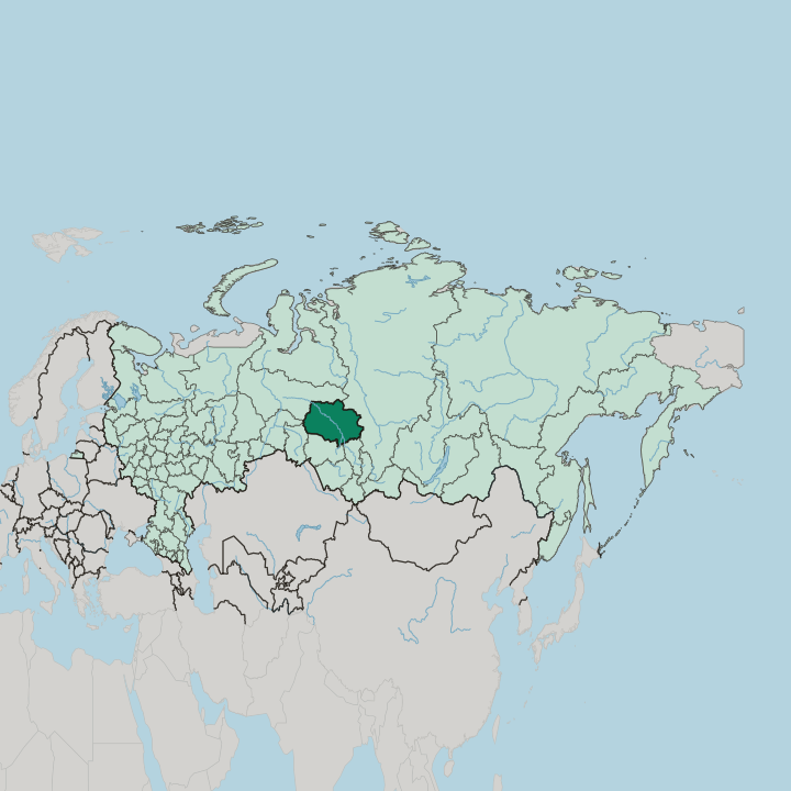 Map showing Tomsk Oblast — In Russia
