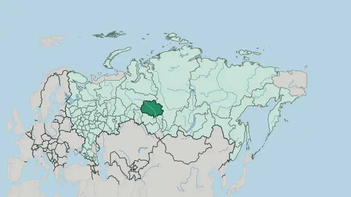 Map of Tomsk Oblast in Russia