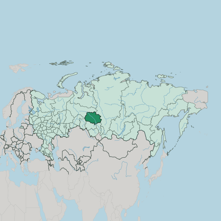 Map showing Tomsk Oblast — In Russia