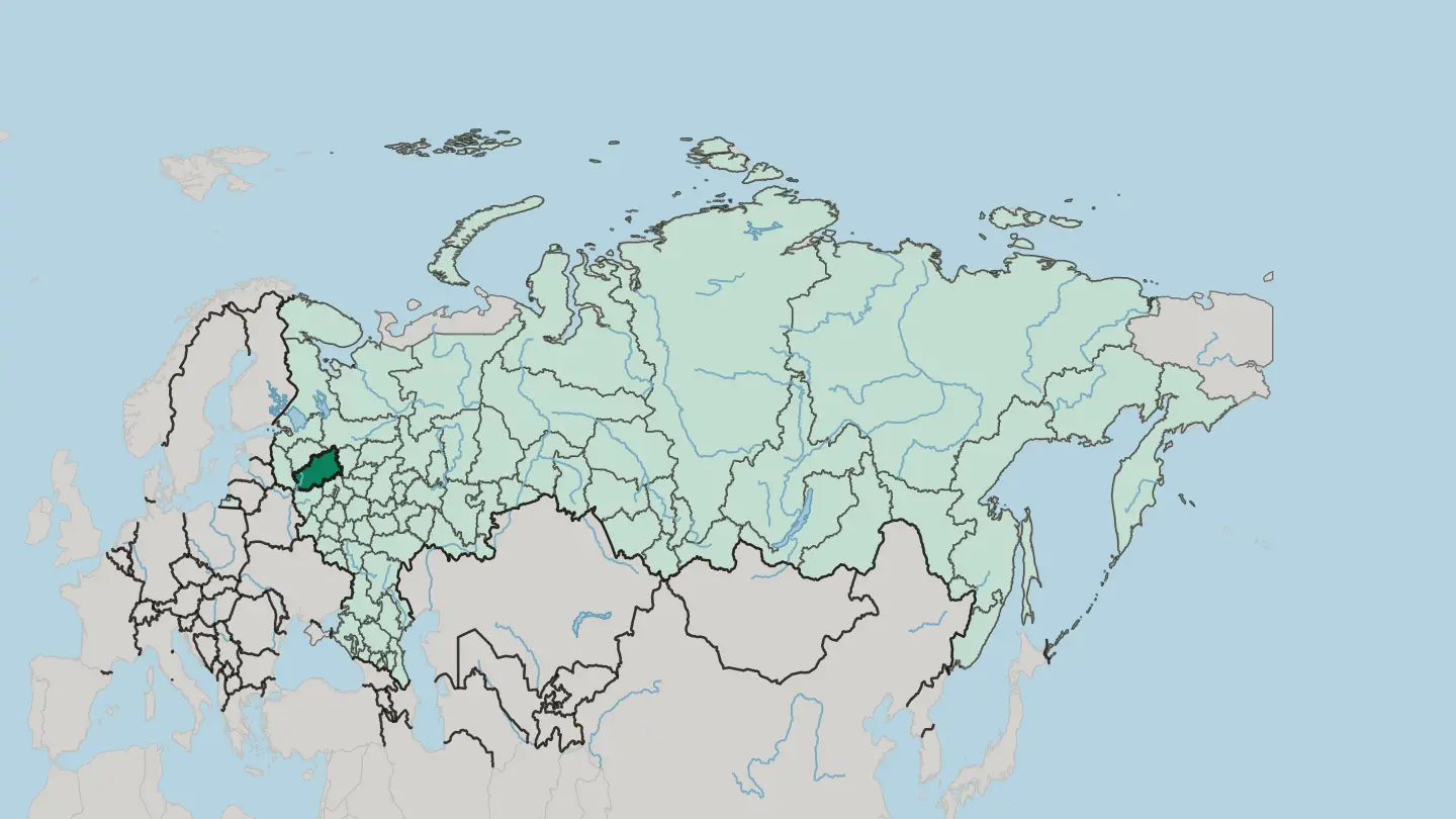 Map of Tver Oblast in Russia