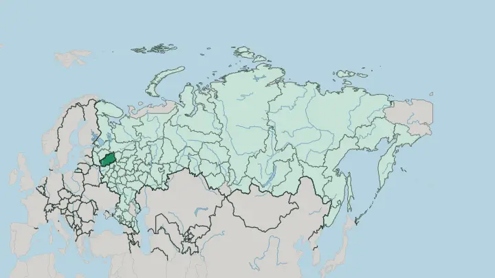Map of Tver Oblast in Russia