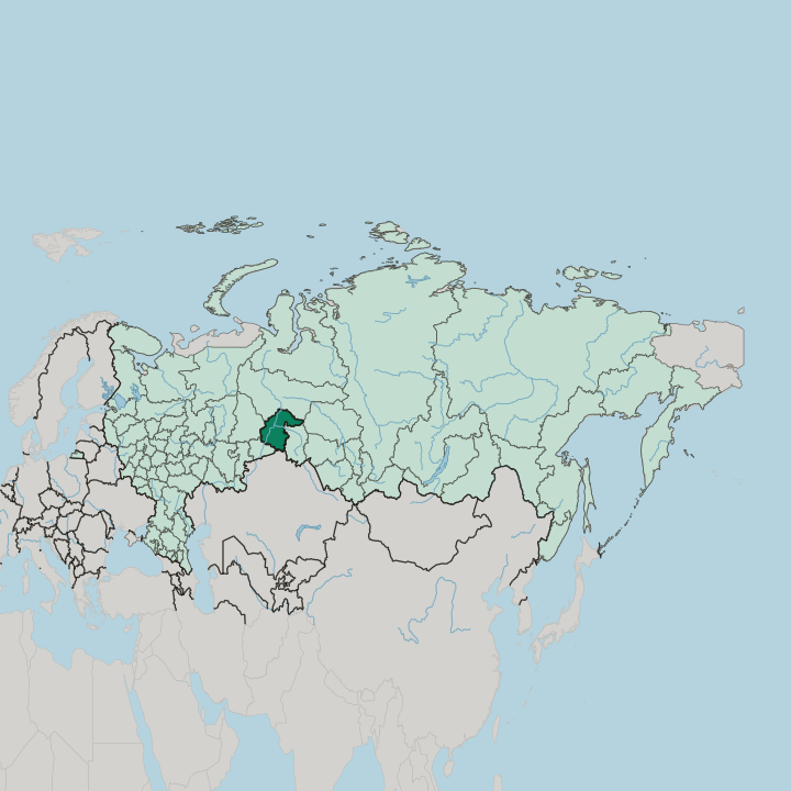 Map showing Tyumen Oblast — In Russia