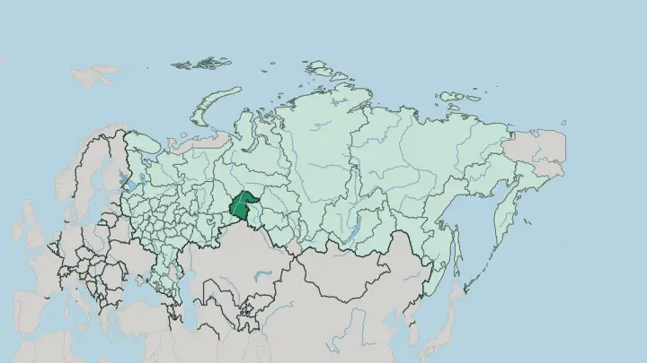 Map of Tyumen Oblast in Russia