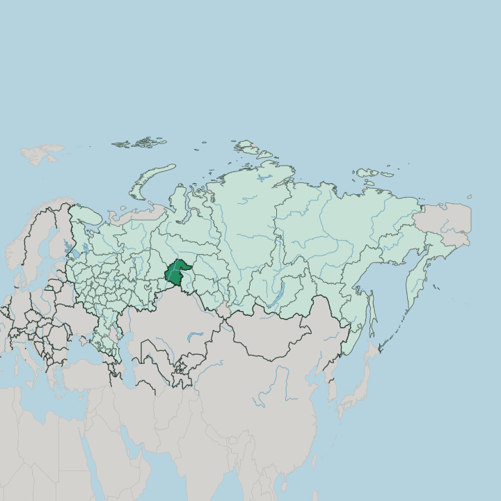 Map showing Tyumen Oblast — In Russia
