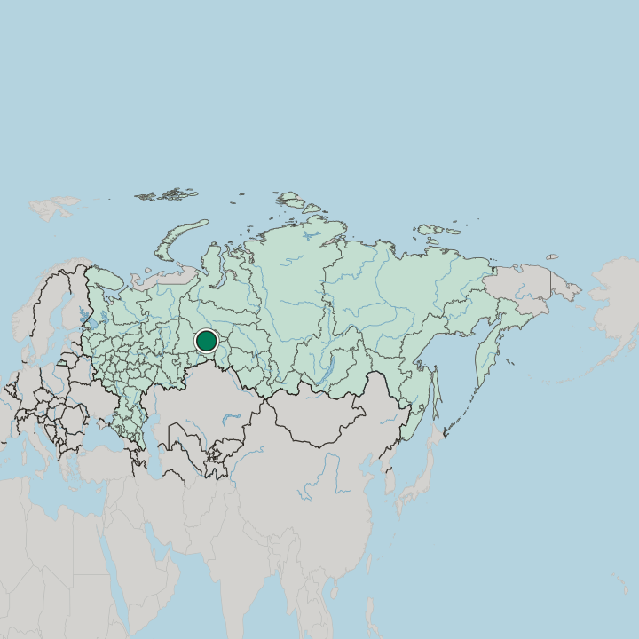 Map showing Tobolsk — In Russia
