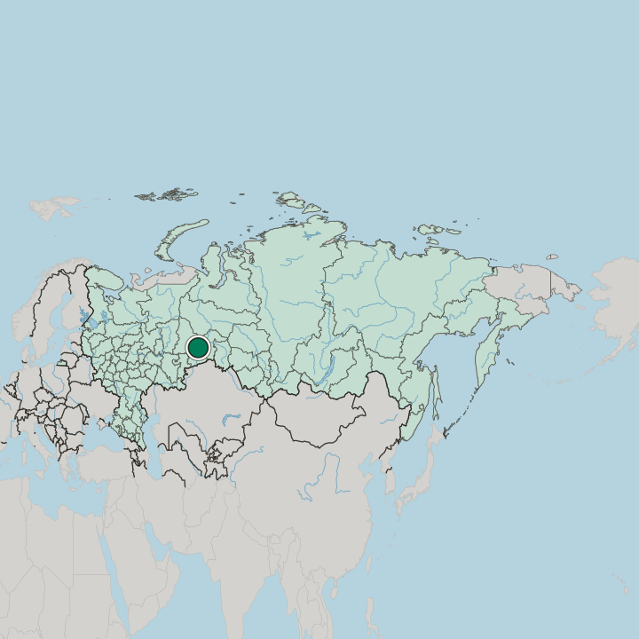 Map showing Tyumen — In Russia
