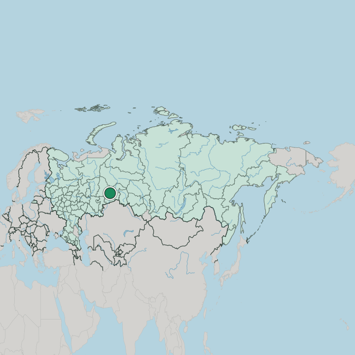 Map showing Tyumen — In Russia