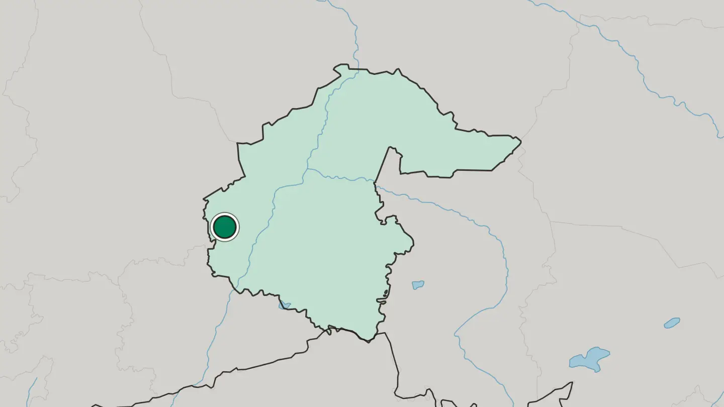 Map of Tyumen in Russia