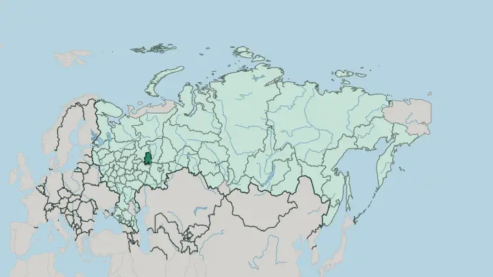 Map of Udmurtskaya Respublika in Russia