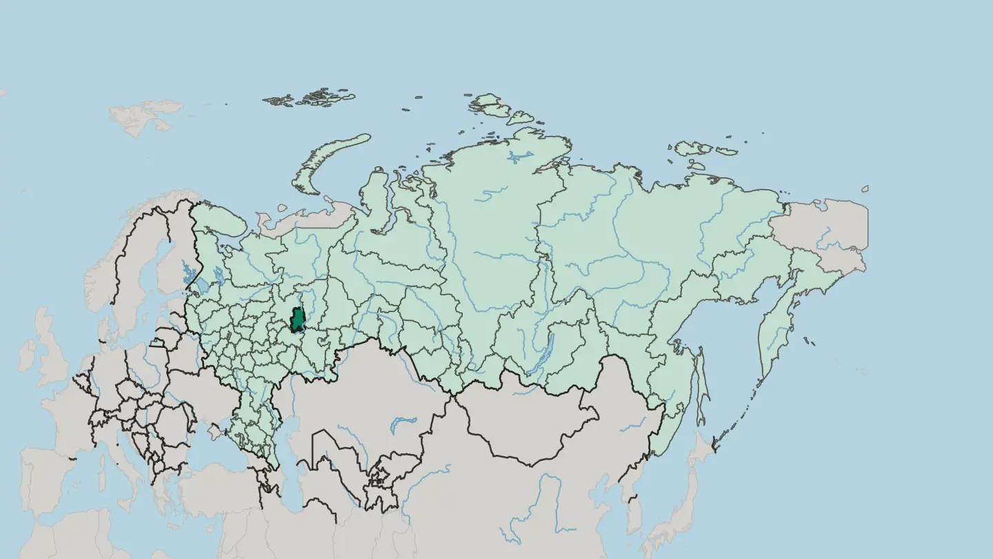 Map of Udmurtskaya Respublika in Russia