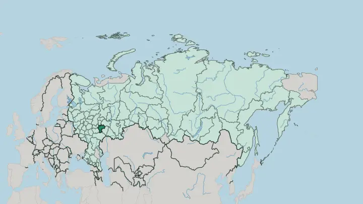 Map of Ulyanovsk Oblast in Russia