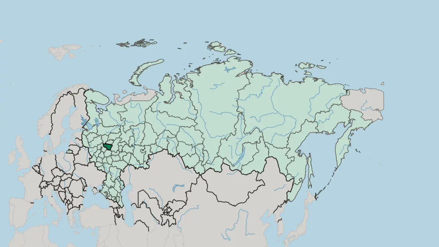Map of Vladimirskaya Oblast’ in Russia