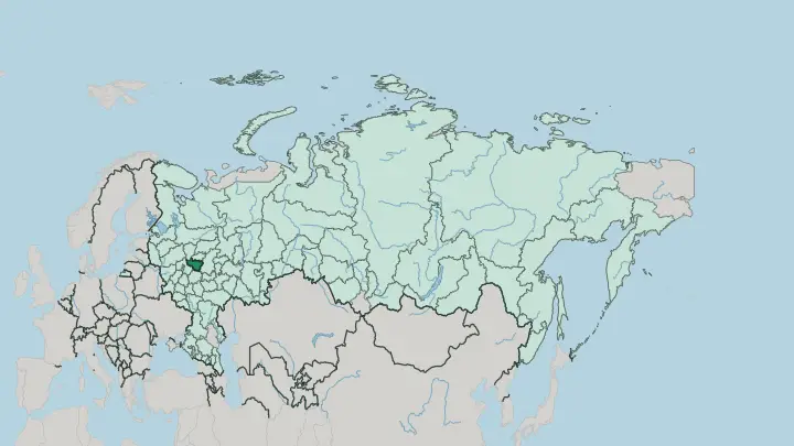 Map of Vladimirskaya Oblast’ in Russia