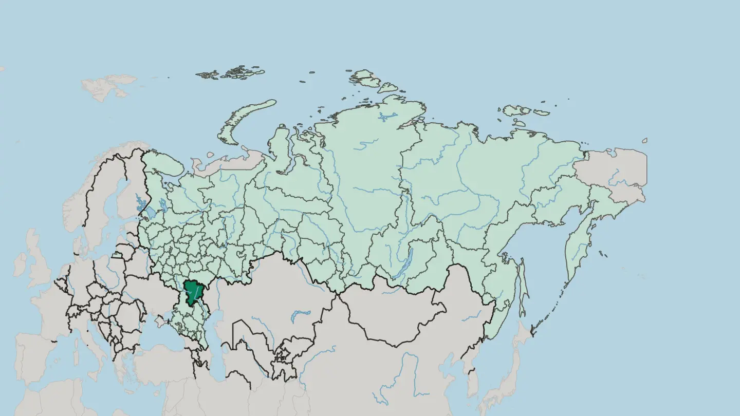 Map of Volgograd Oblast in Russia