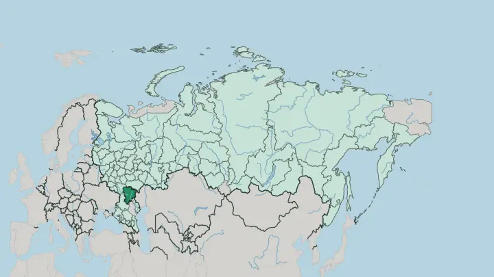 Map of Volgograd Oblast in Russia