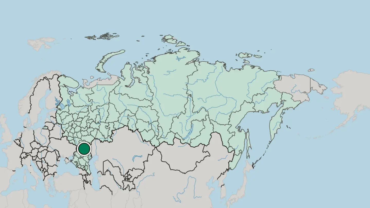 Map of Volgograd in Russia