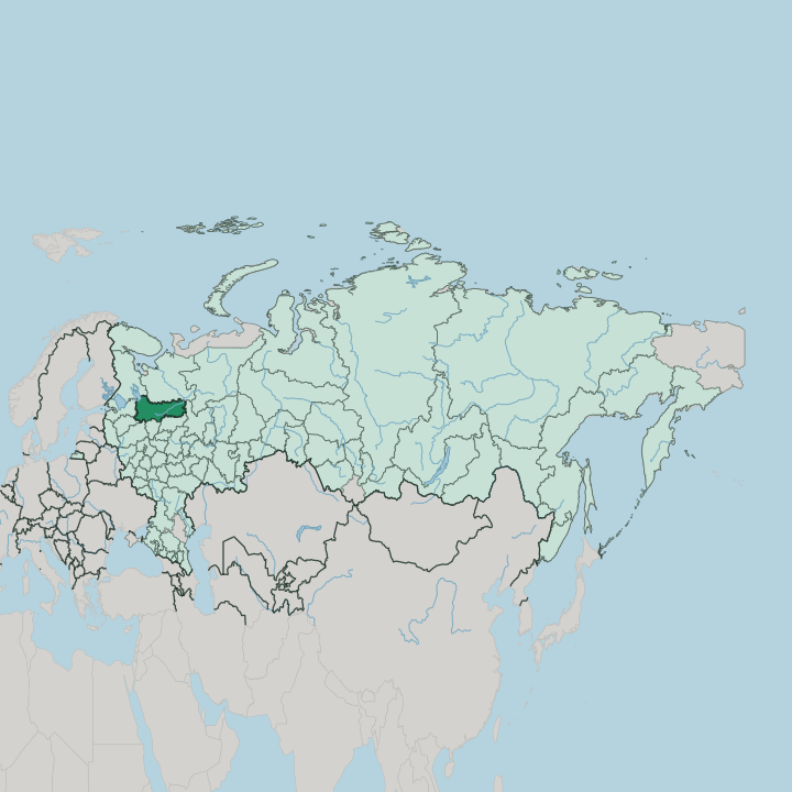 Map showing Vologda Oblast — In Russia