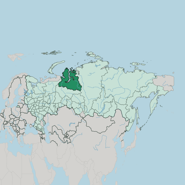 Map showing Yamalo-Nenetskiy Avtonomnyy Okrug — In Russia