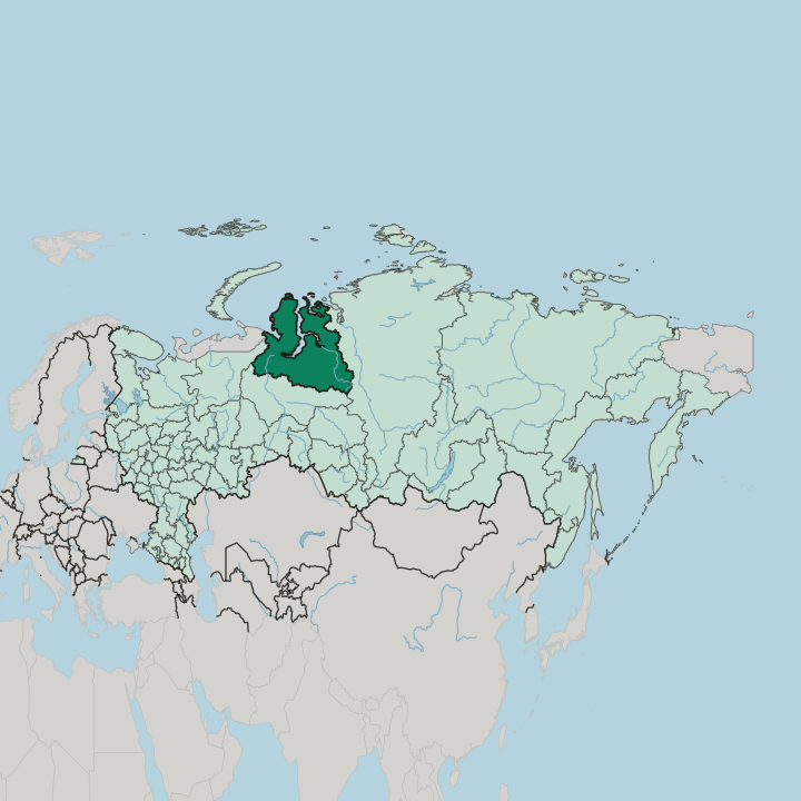 Map showing Yamalo-Nenetskiy Avtonomnyy Okrug — In Russia