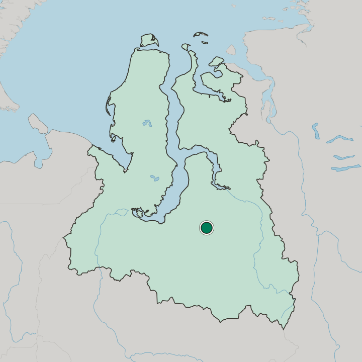 Map showing Novyy Urengoy — In Yamalo-Nenetskiy Avtonomnyy Okrug