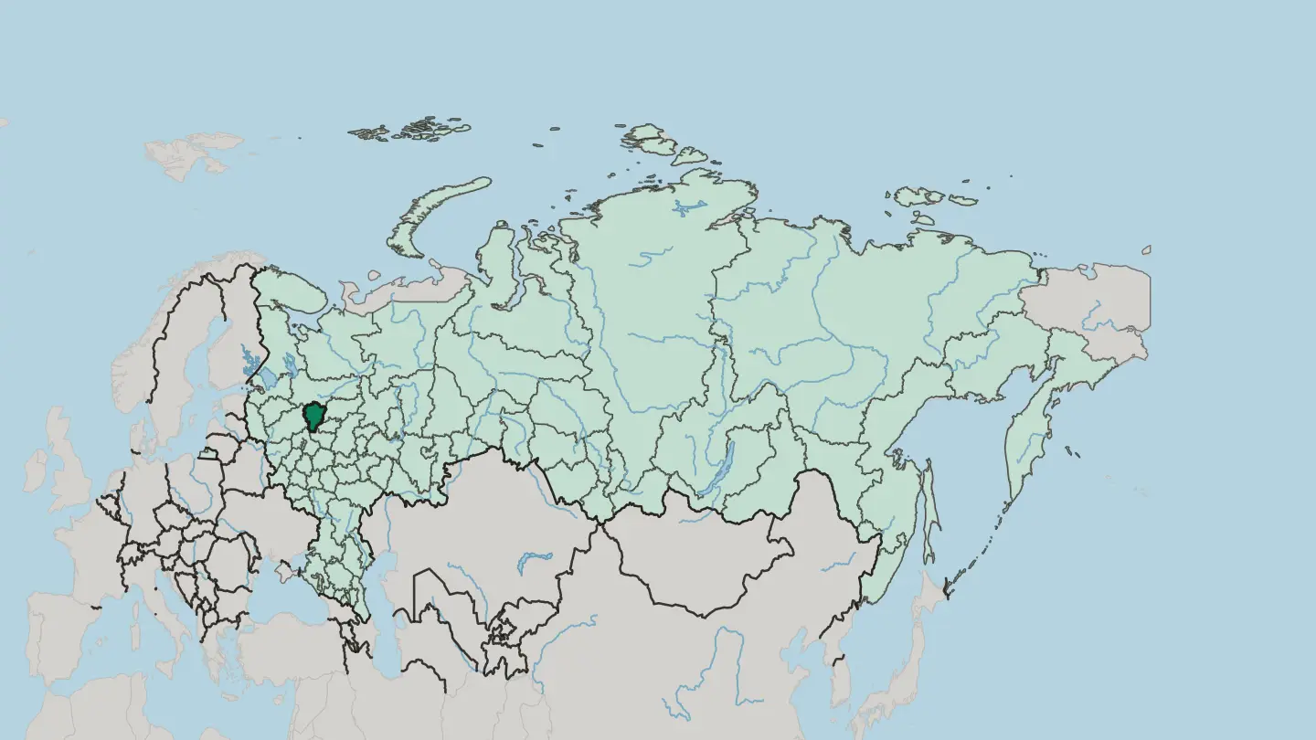 Map of Yaroslavl Oblast in Russia