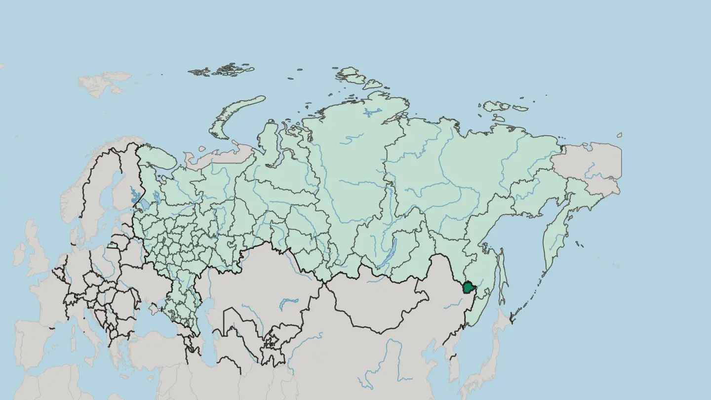 Map of Yevrey (Jewish) Autonomous Oblast in Russia
