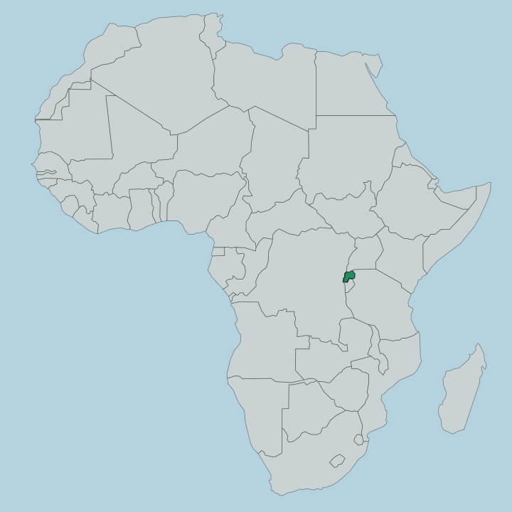 Map showing Rwanda — In Africa