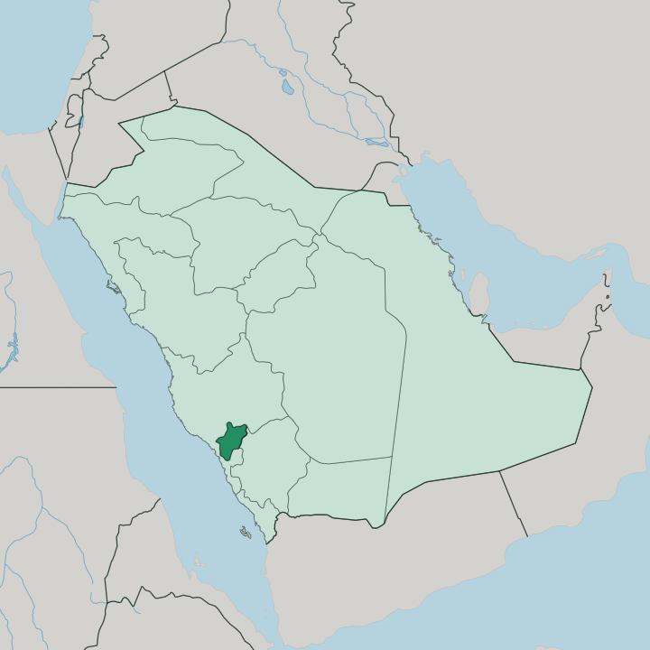 Map showing Al Bahah Region — In Saudi Arabia