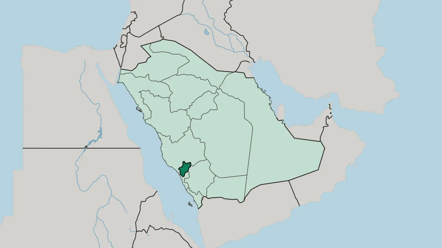 Map of Al Bahah Region in Saudi Arabia