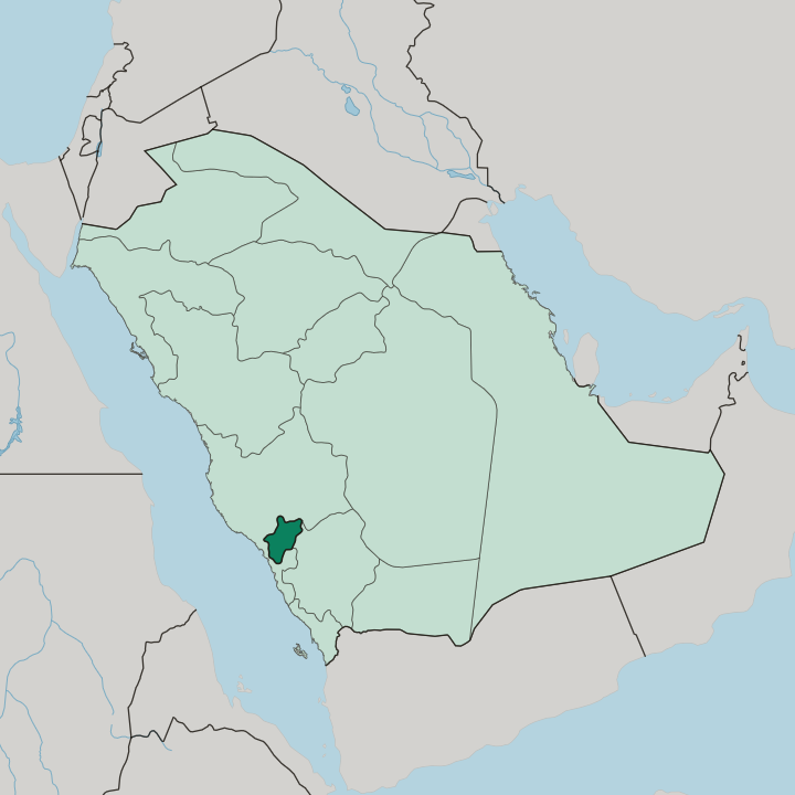 Map showing Al Bahah Region — In Saudi Arabia