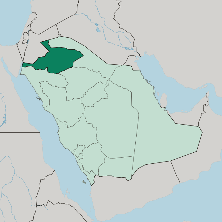Map showing Al Jawf Region — In Saudi Arabia