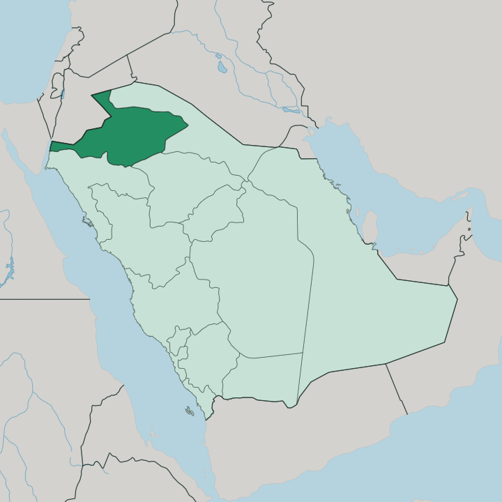 Map showing Al Jawf Region — In Saudi Arabia