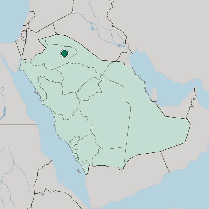 Map showing Sakakah — In Saudi Arabia