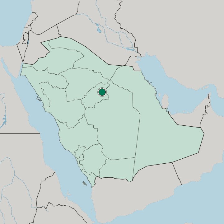Map showing Buraydah — In Saudi Arabia