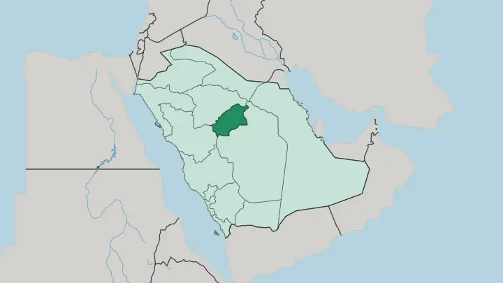 Map of Al-Qassim Region in Saudi Arabia