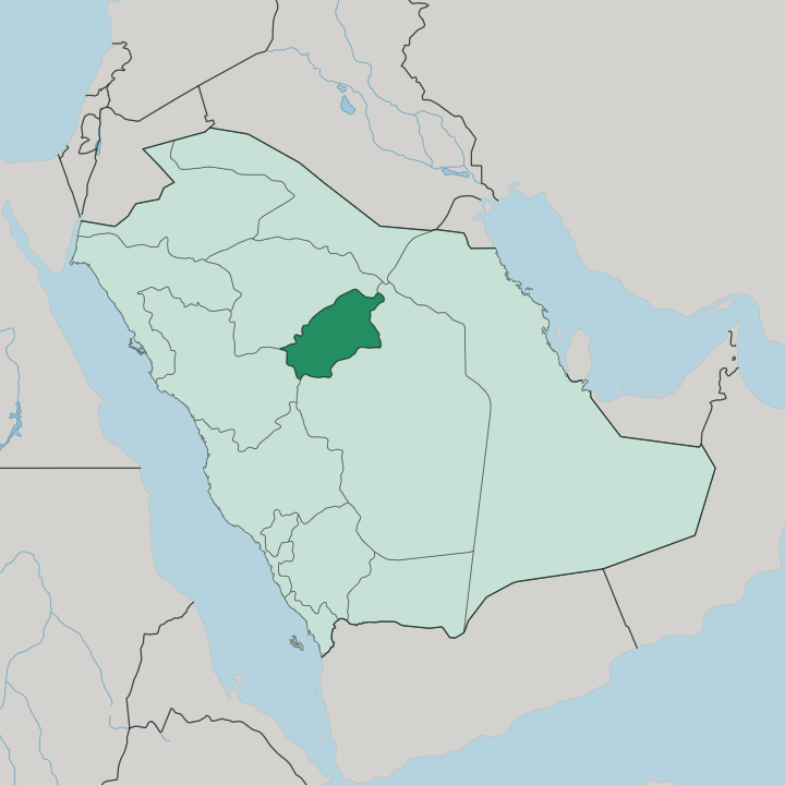 Map showing Al-Qassim Region — In Saudi Arabia