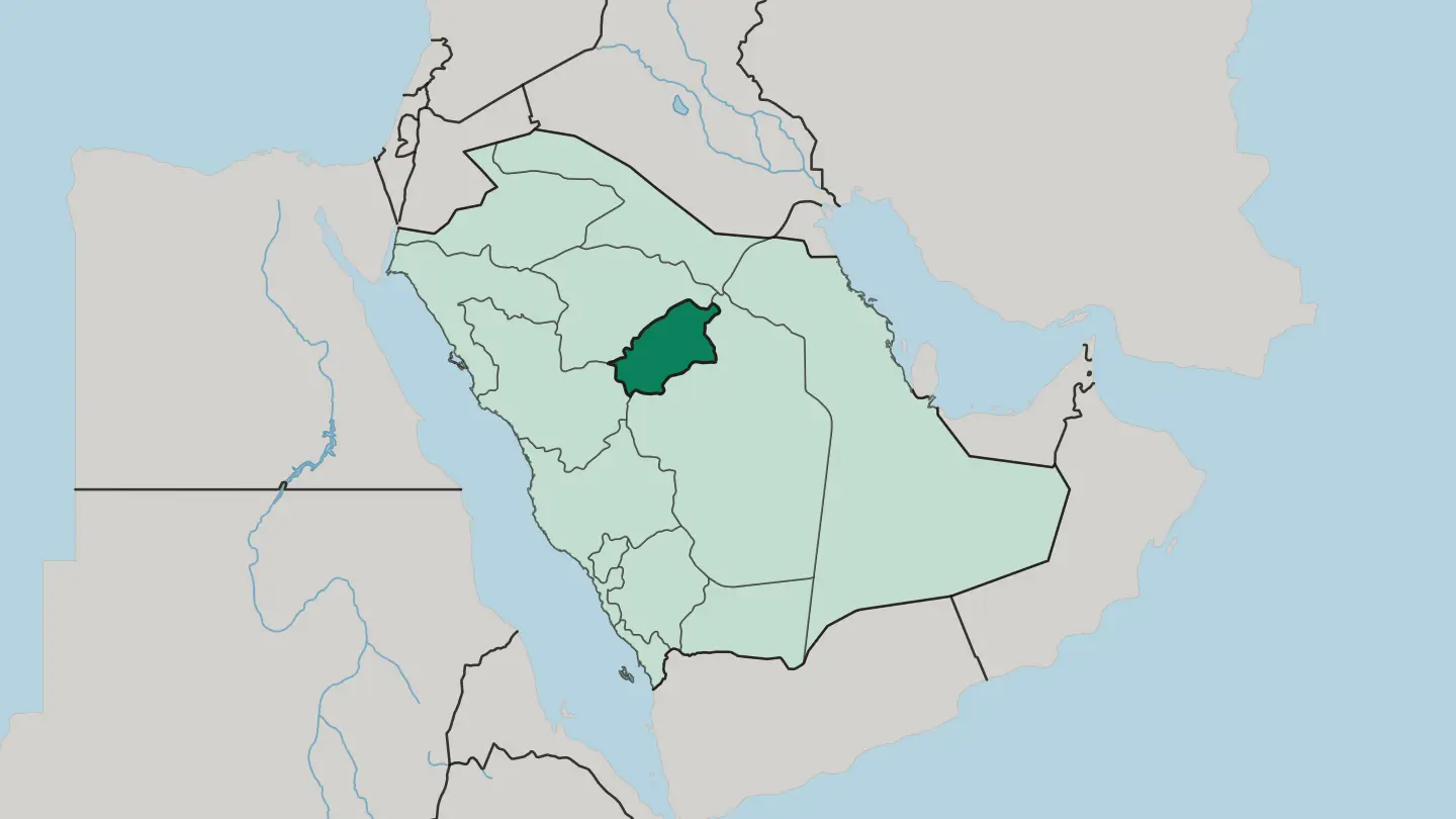 Map of Al-Qassim Region in Saudi Arabia