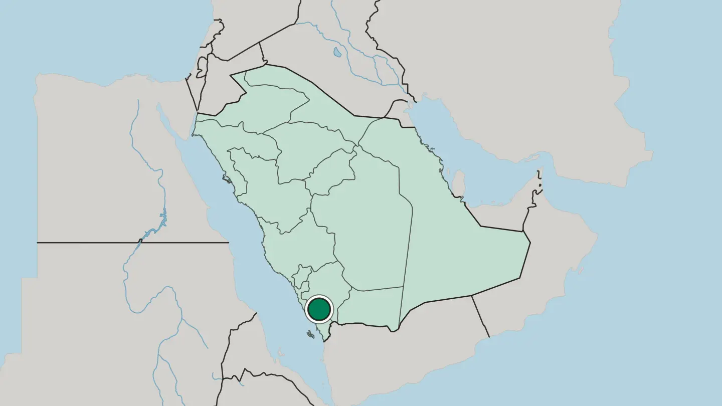Map of Abha in Saudi Arabia