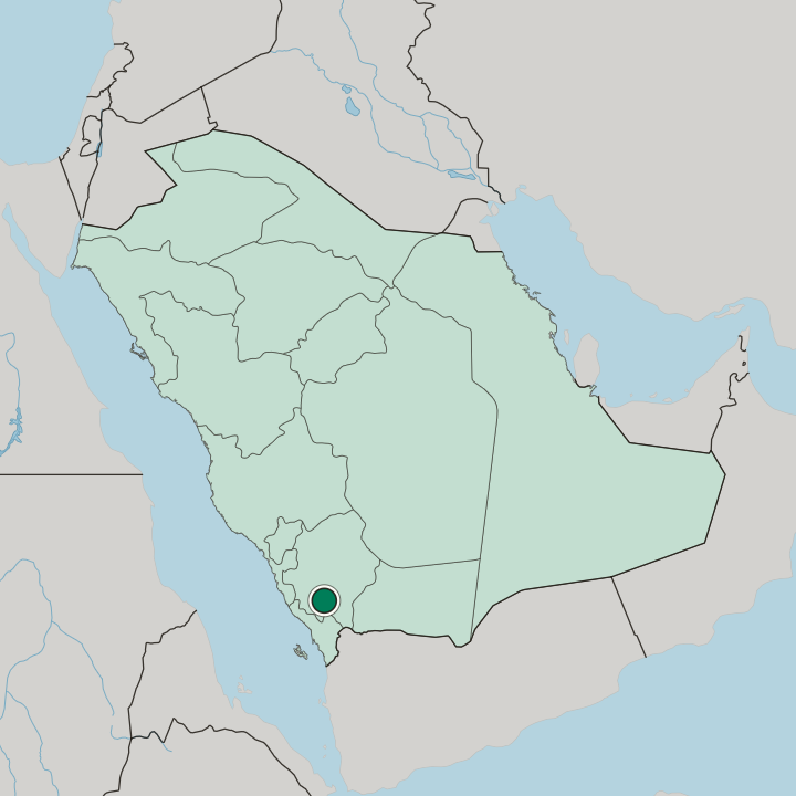 Map showing Khamis Mushait — In Saudi Arabia
