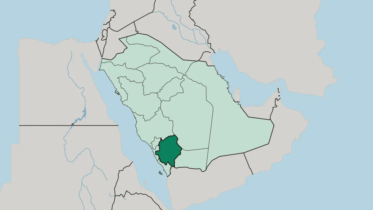 Map of 'Asir Region in Saudi Arabia